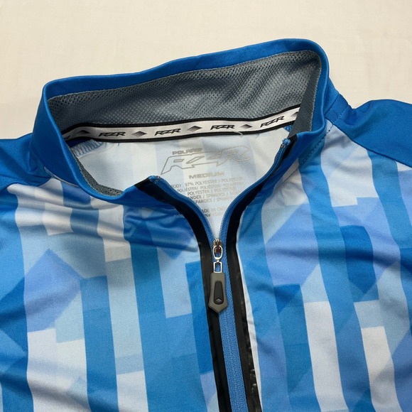 RZR Polaris‎ Mens Medium Pullover Top Long Sleeve Blue Geometric Mock Neck - Picture 3 of 7